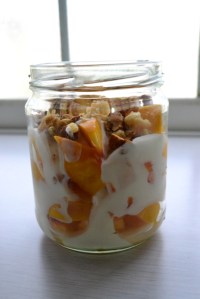 Peach, almond and banana parfait